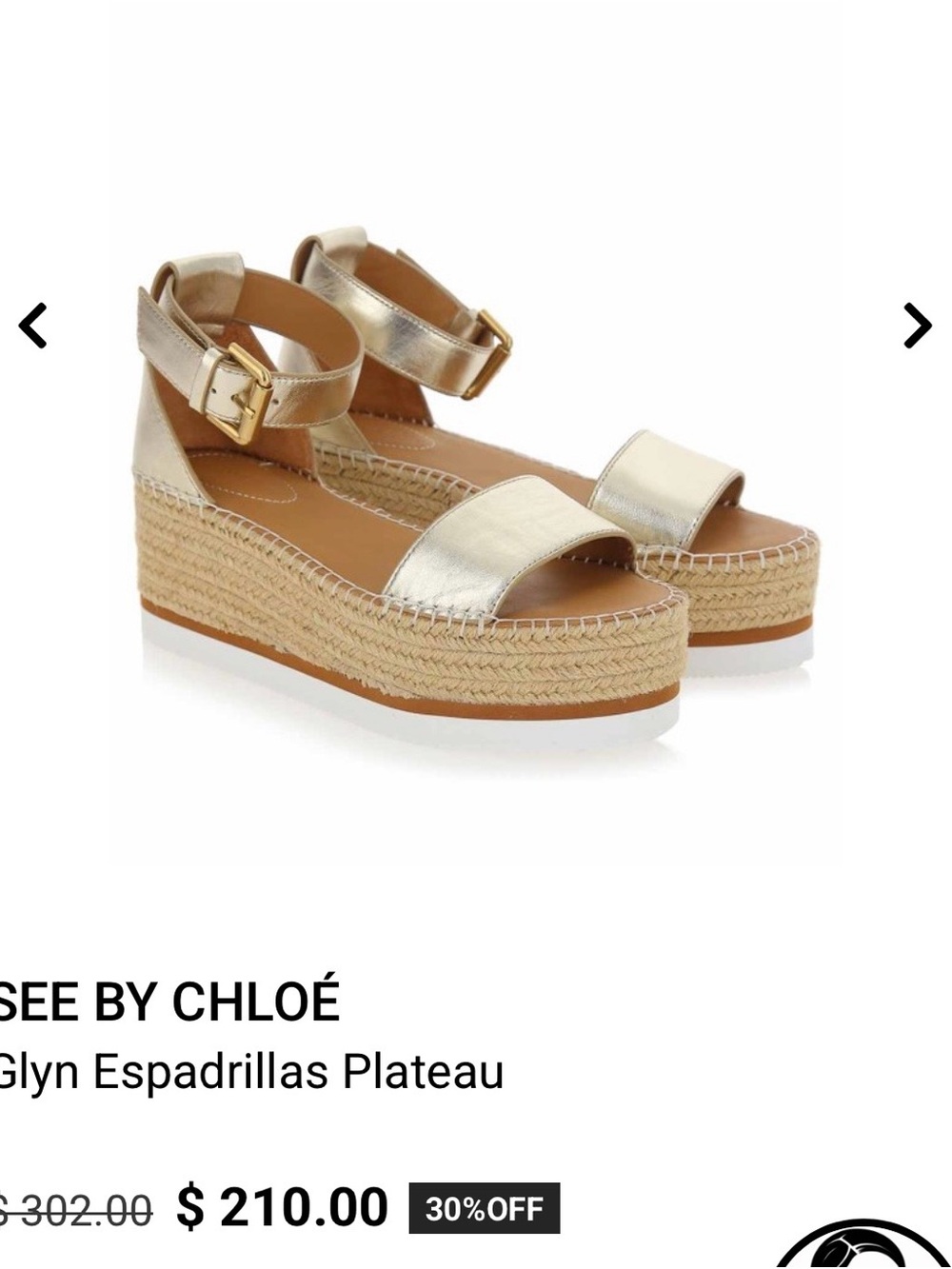 See By Chloe Metallic Gold and Tan Espadrille Wedge Sandals - Picture 7 of 7